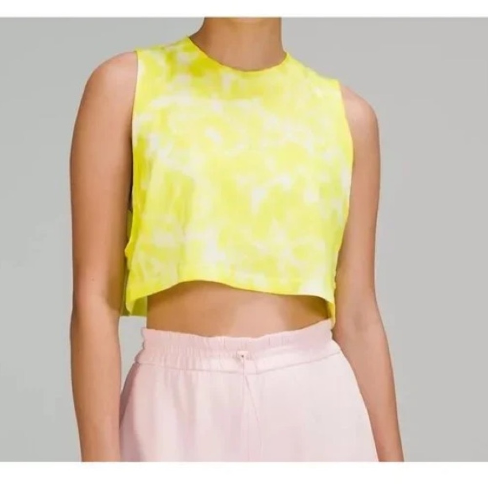 Lululemon All Yours Crop Tank Tie Dye Marmoleado Eccentric Lime NWT Size 10 Yoga